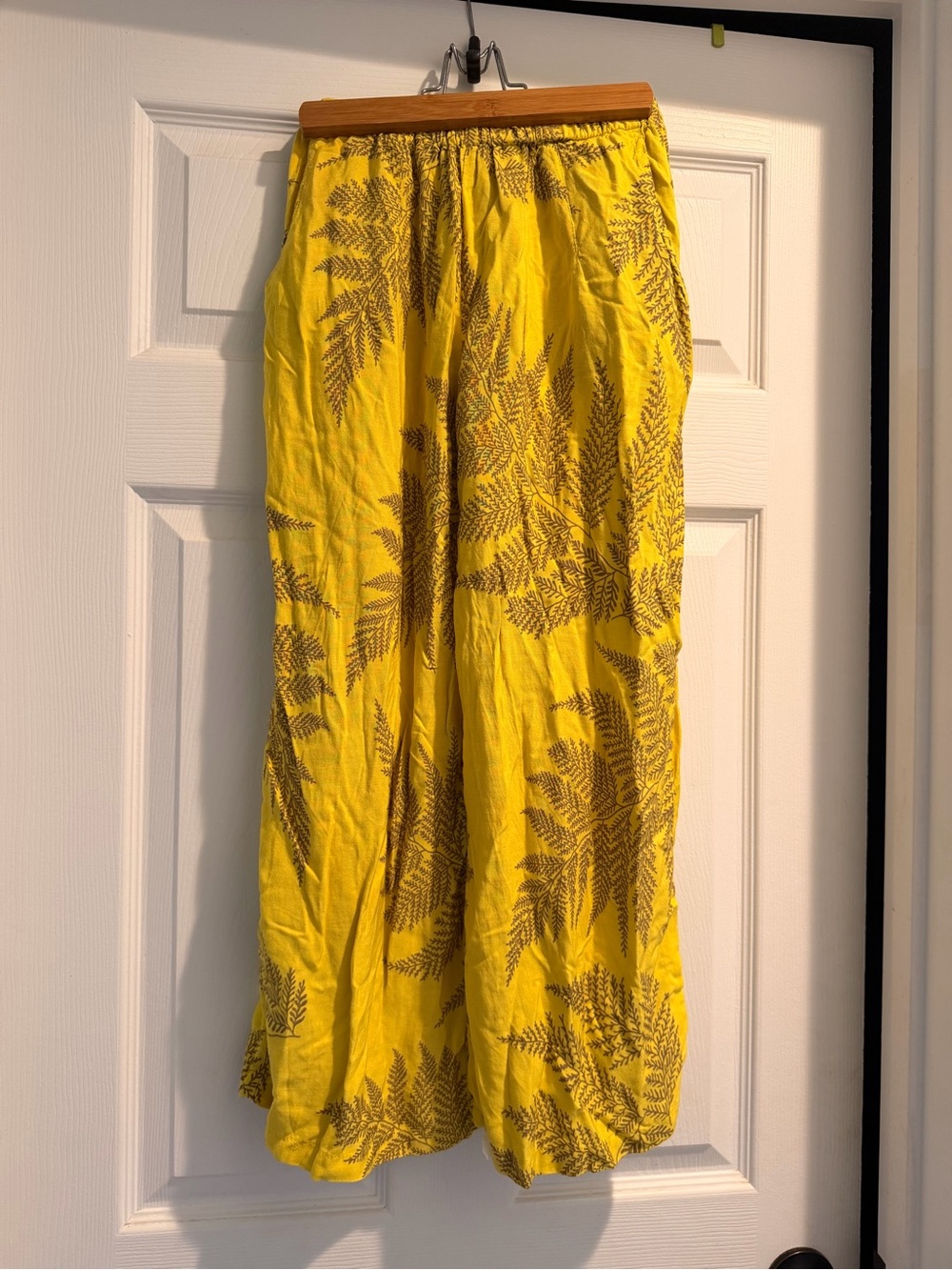 Yellow Printed Wide Legged Pant w/ Pockets